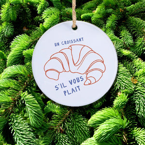 French Croissant Ceramic Ornament by Boheme Bliss