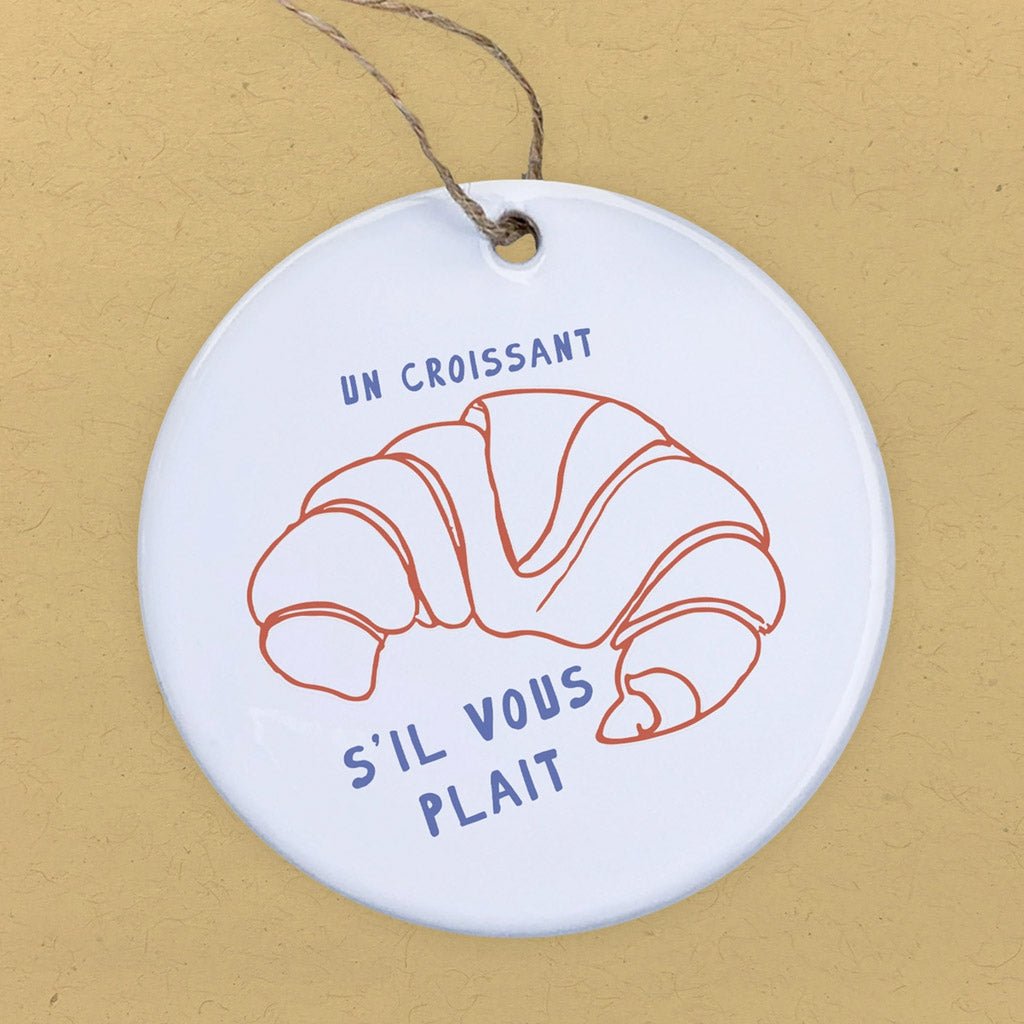 French Croissant Ceramic Ornament by Boheme Bliss