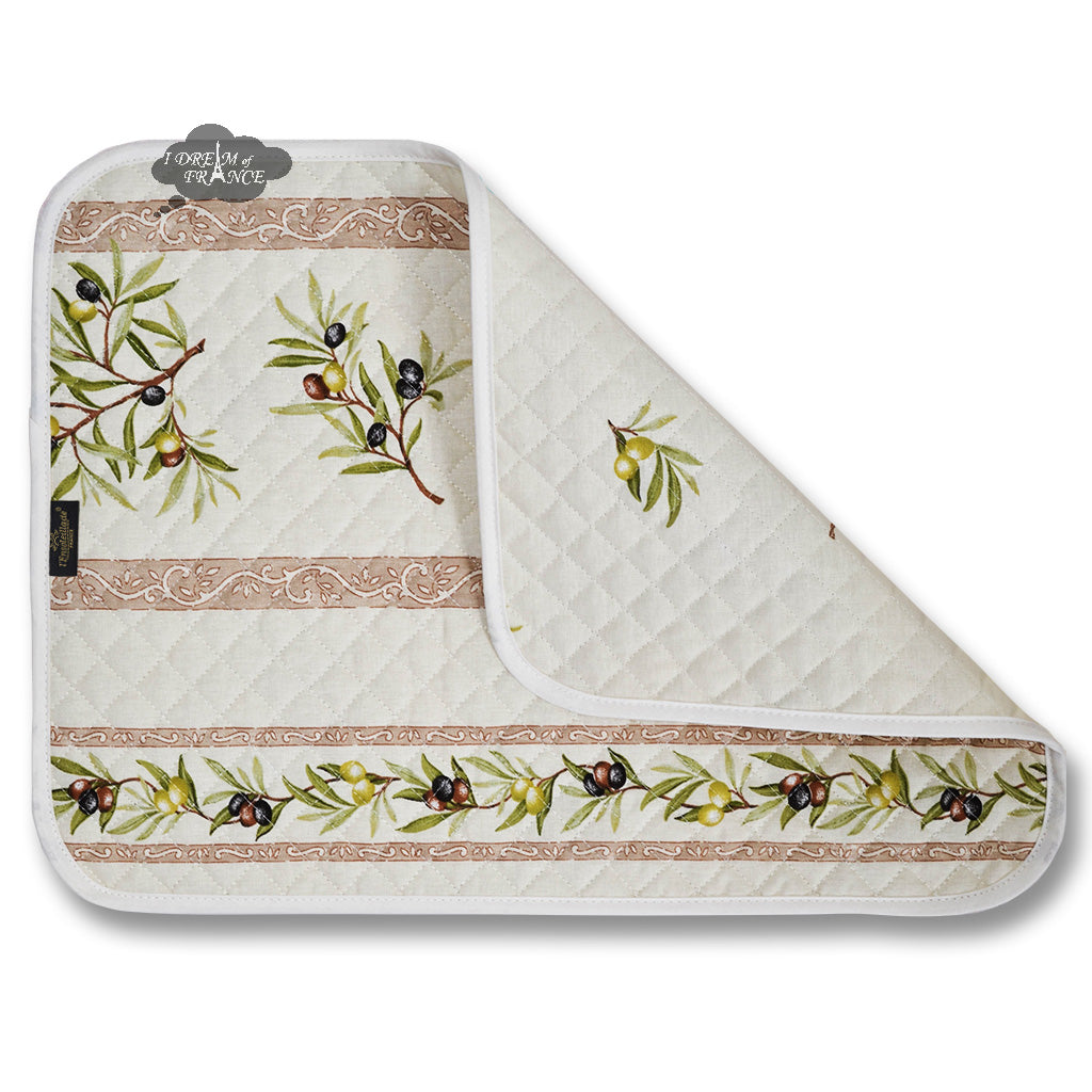 Clos des Oliviers Cream Cotton Quilted Placemats by l'Ensoleillade