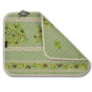 Clos des Oliviers Green Cotton Quilted Placemats by l'Ensoleillade