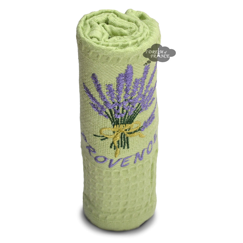 Provence Lavender Bouquet Pistachio Waffle-Weave Kitchen Towel by