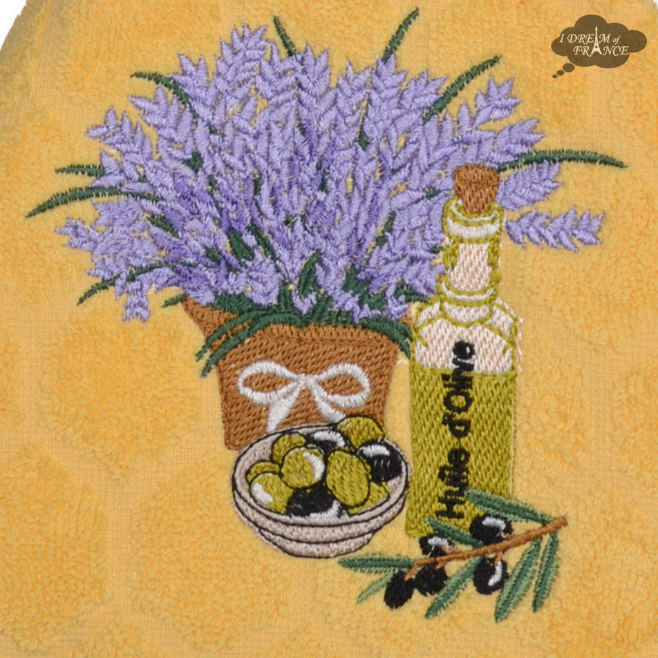 Round Terry Hand Towel Olive Oil and Lavender Yellow by Coton Blanc