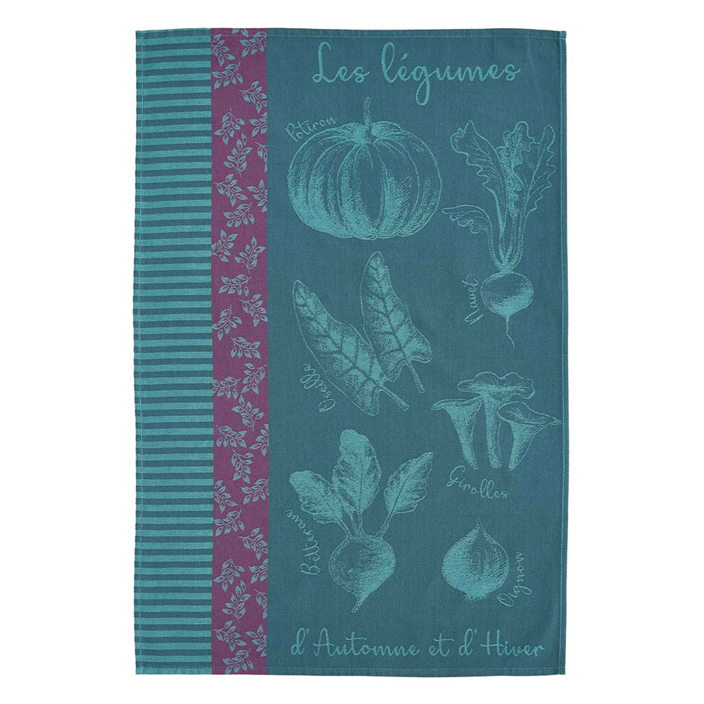 Winter Vegetable Garden (Potager d'Hiver) French Jacquard Cotton Dish Towel by Coucke