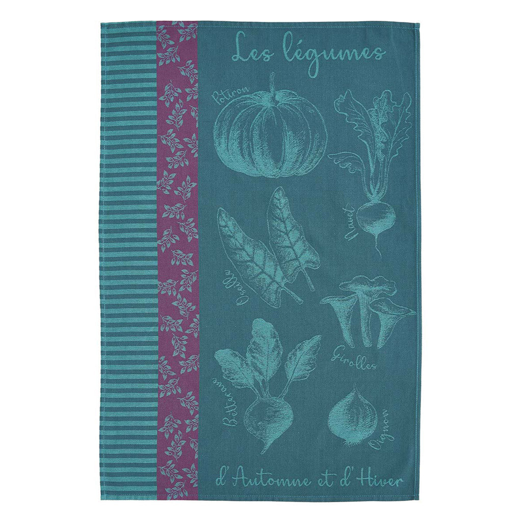 Autumn Vegetable Garden (Potager d'Automne) French Jacquard Cotton Dish Towel by Coucke