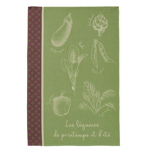 Spring Vegetable Garden (Potager de Printemps) French Jacquard Cotton Dish Towel by Coucke