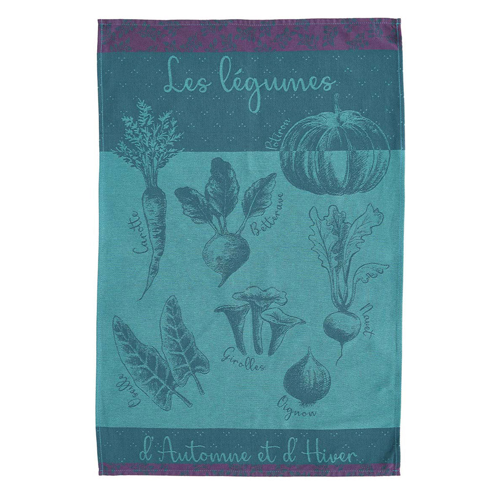 Autumn Vegetable Garden (Potager d'Automne) French Jacquard Cotton Dish Towel by Coucke