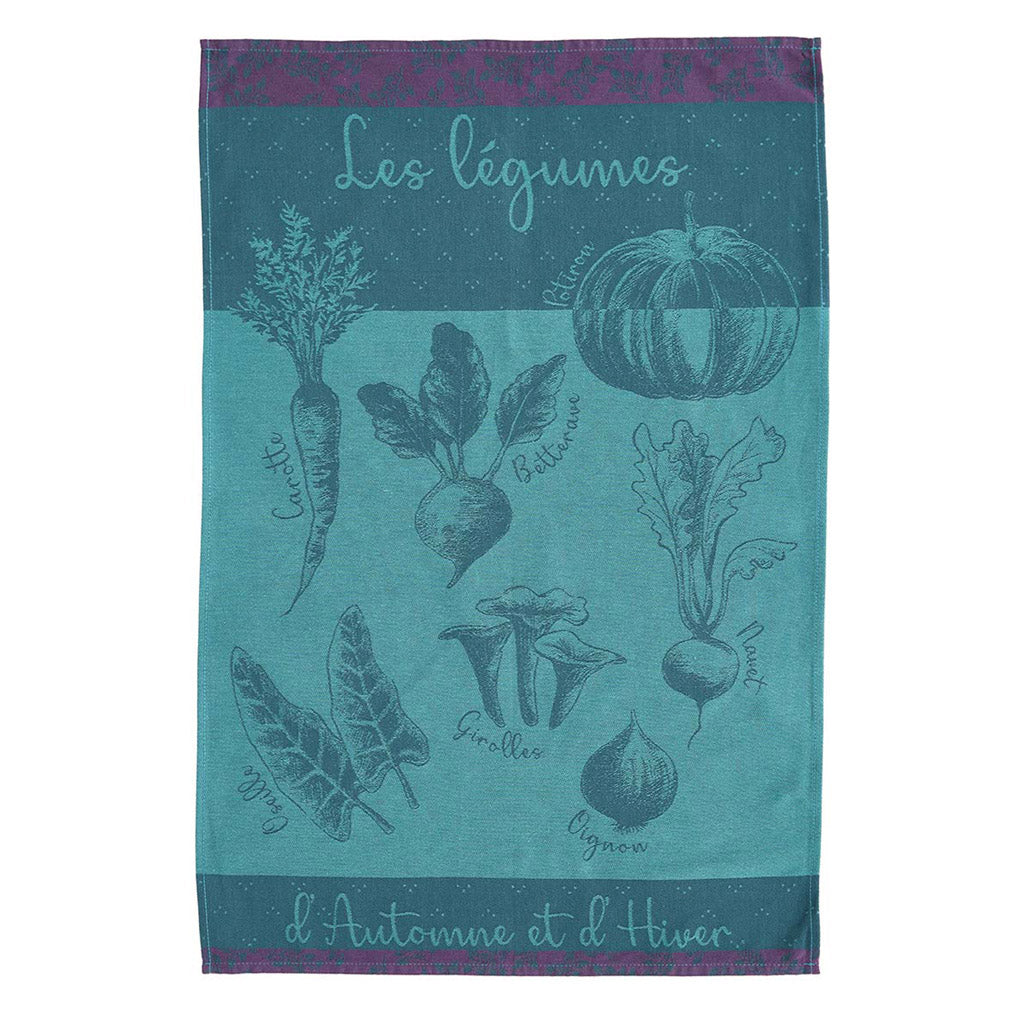 Winter Vegetable Garden (Potager d'Hiver) French Jacquard Cotton Dish Towel by Coucke