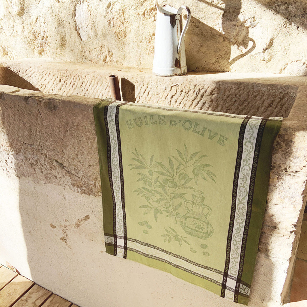 Provence Olive Tree Cream Waffle-Weave Kitchen Towel by Coton Blanc - I  Dream of France