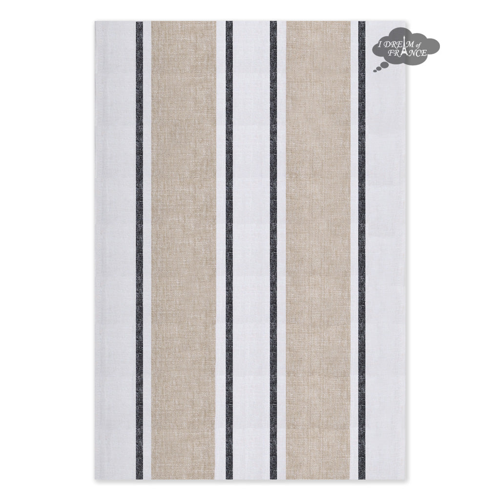 Black Striped Porticcio Belgian Linen Kitchen Tea Towel – Dreamy Whites