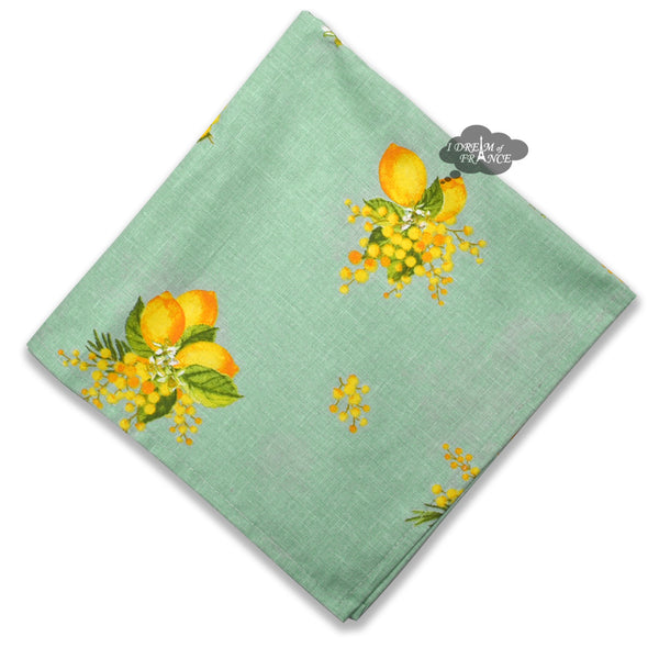 Lemon & Mimosa Green Provence All-Over Cotton Napkin by l'Ensoleillade - I  Dream of France