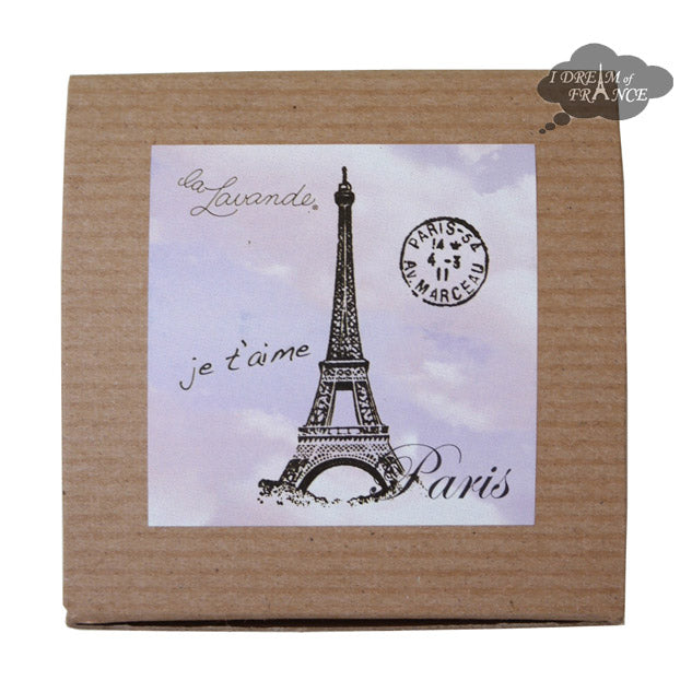 La Lavande Tea Rose Heart Soap in Paris Eiffel Stamp Tower Kraft Box