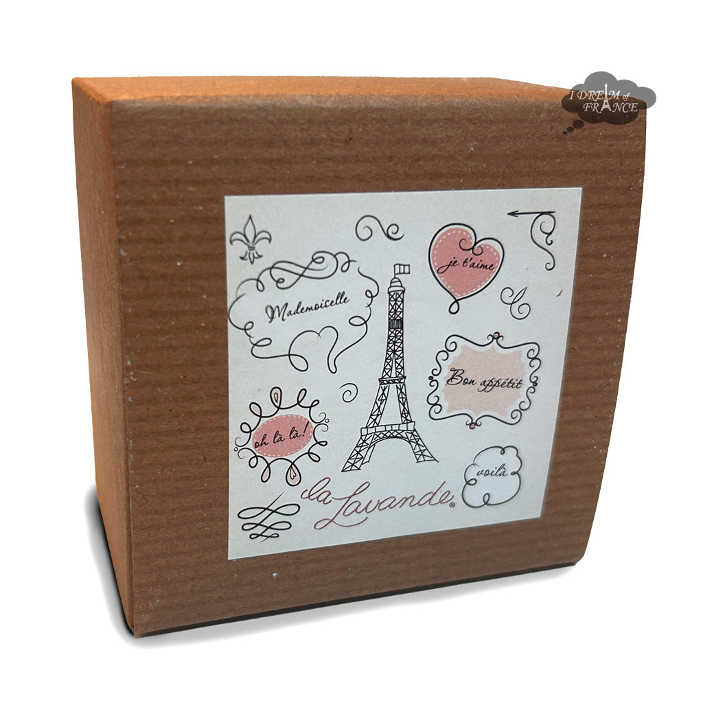 La Lavande Tea Rose Heart Soap in Valentine Eiffel Tower Kraft Box
