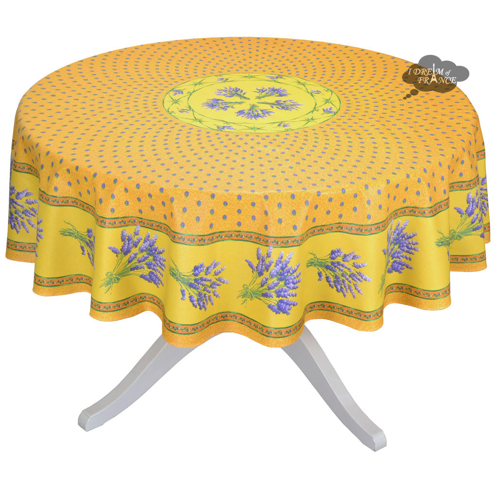 70" Round Lavender Yellow Provence Tablecloths by Le Cluny