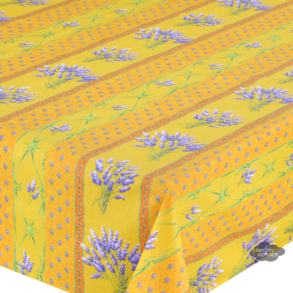 52x72" Rectangular Lavender Yellow Acrylic-Coated Cotton Provence Tablecloth by Le Cluny