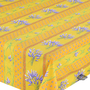 60x84" Rectangular Lavender Yellow Acrylic-Coated Cotton Provence Tablecloth by Le Cluny