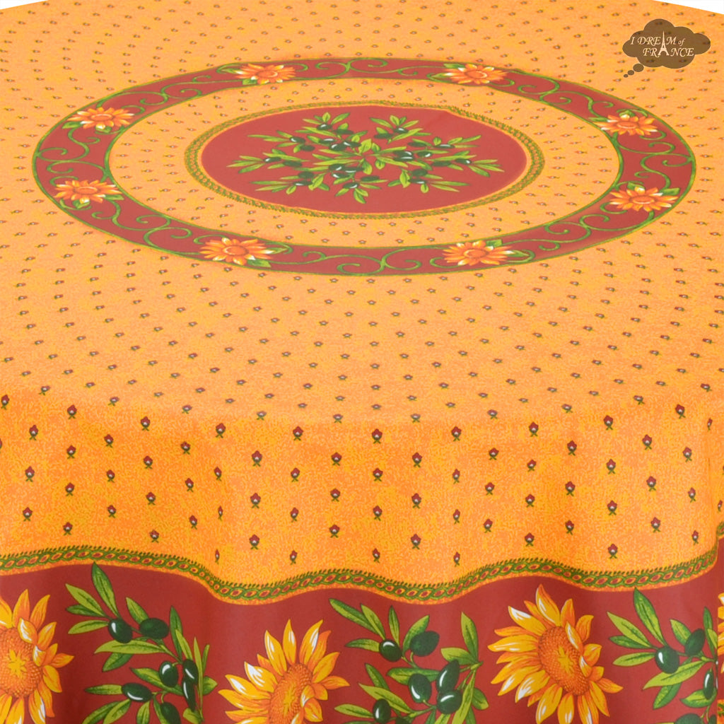 Tournesol Red/Yellow French Provencal Polyester Tablecloth - 59x94