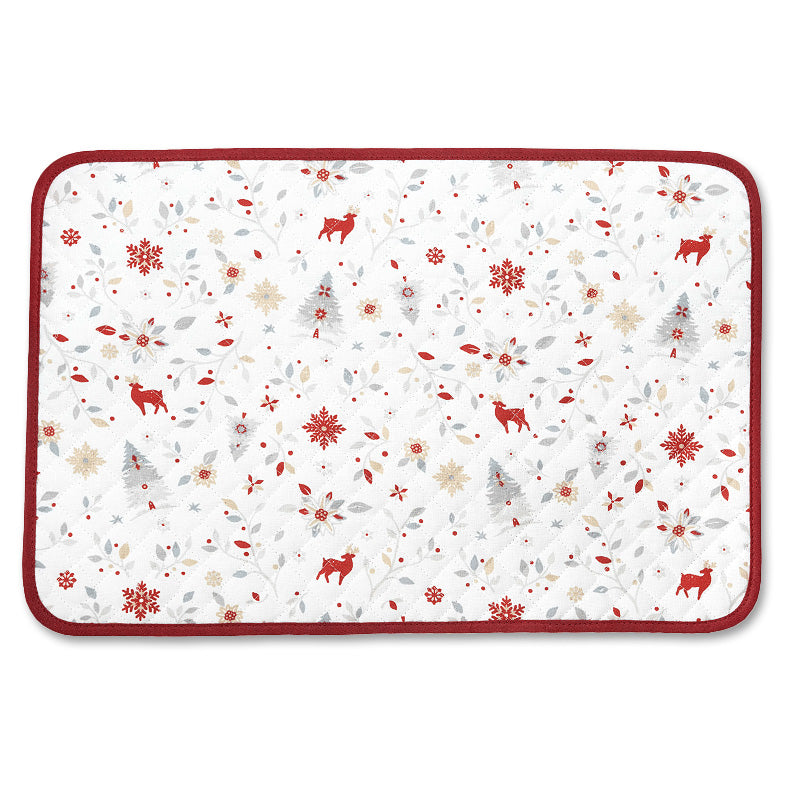 Mistletoe White Acrylic-Coated Cotton Quilted Placemats by Tissus Toselli