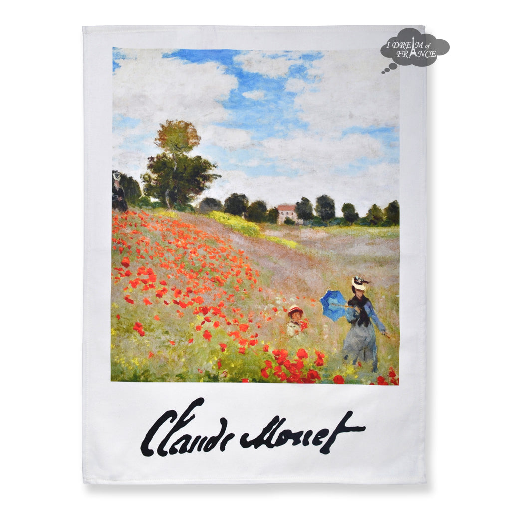 Poppy Field by Claude Monet French Cotton Kitchen Towel by L.R. Creations