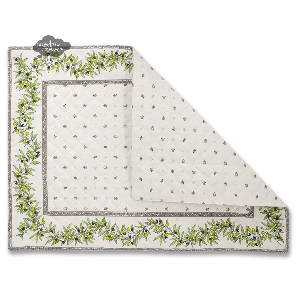 Calisson Cream Quilted Cotton Deluxe Placemat by Tissus Toselli