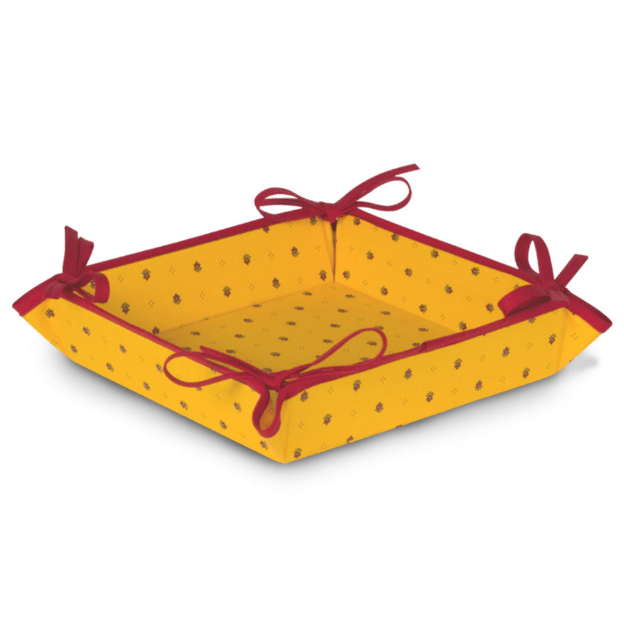 Calisson Yellow & Red Coated Cotton Bread Basket by Tissus Toselli