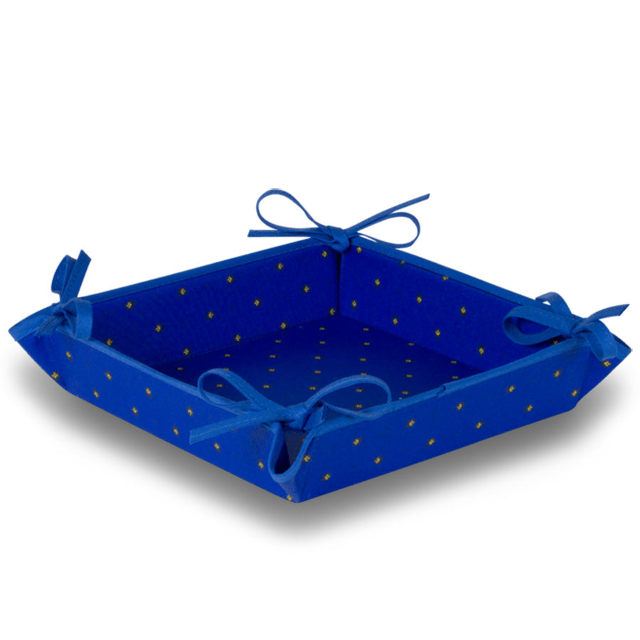 Calisson Sapphire Blue Coated Cotton Bread Basket by Tissus Toselli