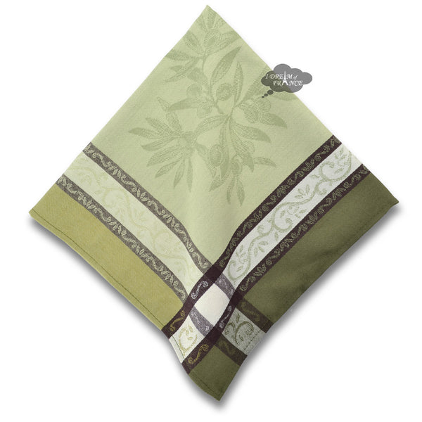 Olive Green Cotton French Jacquard Dish Towel - I Dream of France