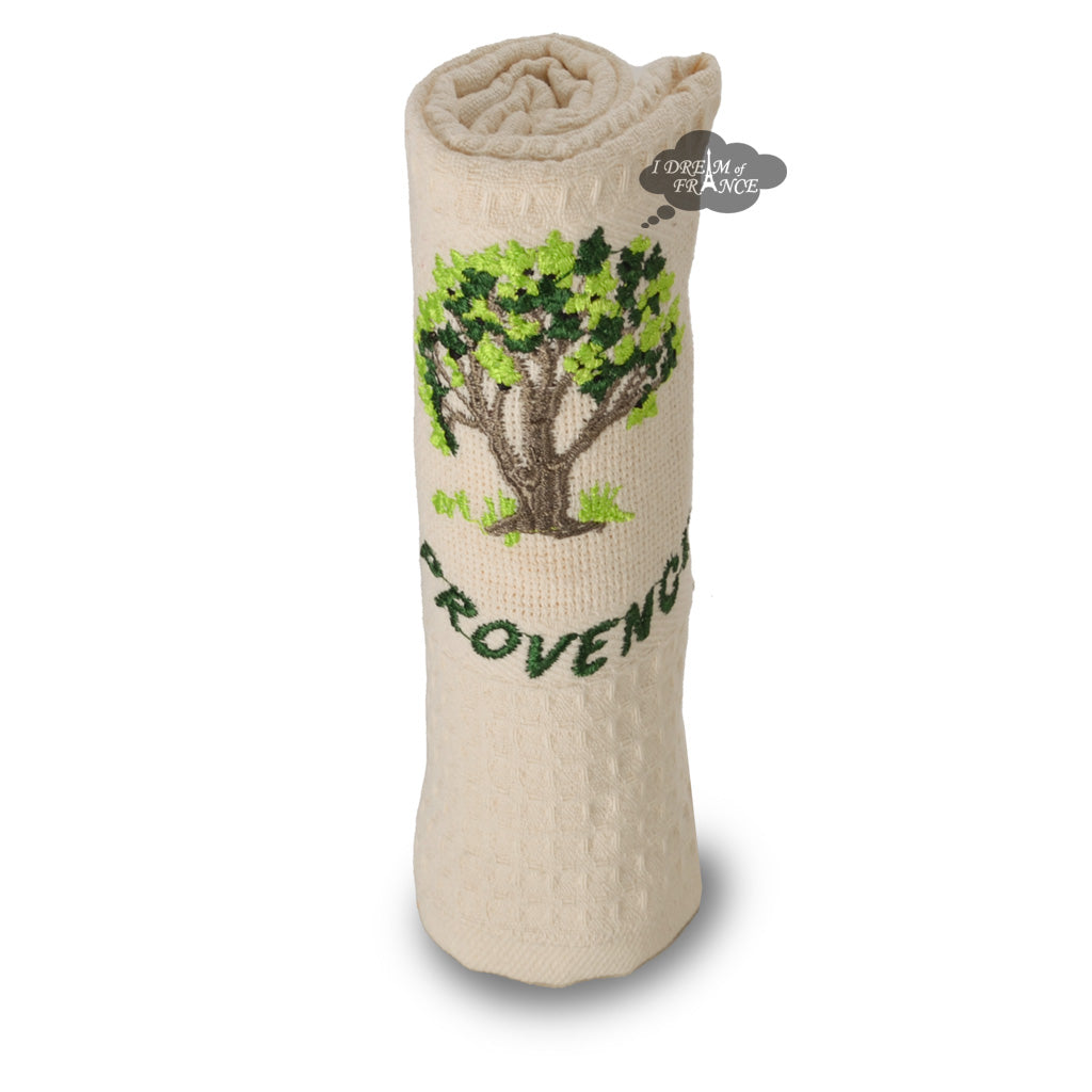 Round Terry Hand Towel Olives & Cicadas Cream by Coton Blanc - I Dream of  France