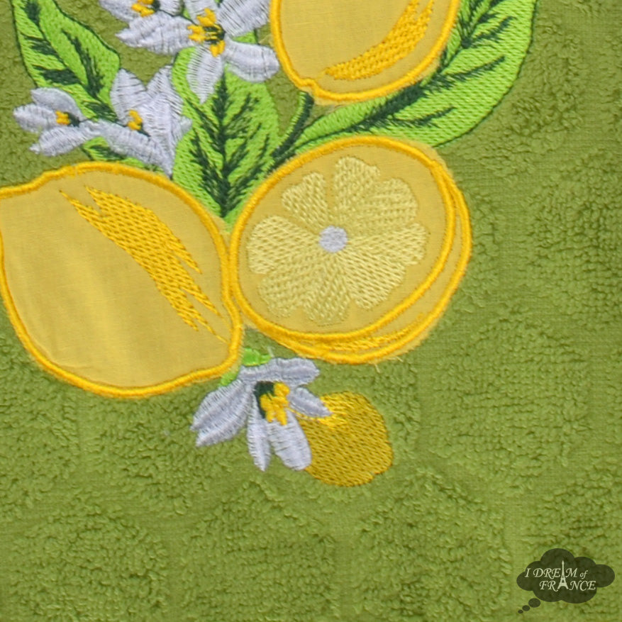 Lemon & Mimosa Green Provence All-Over Cotton Napkin by l'Ensoleillade - I  Dream of France