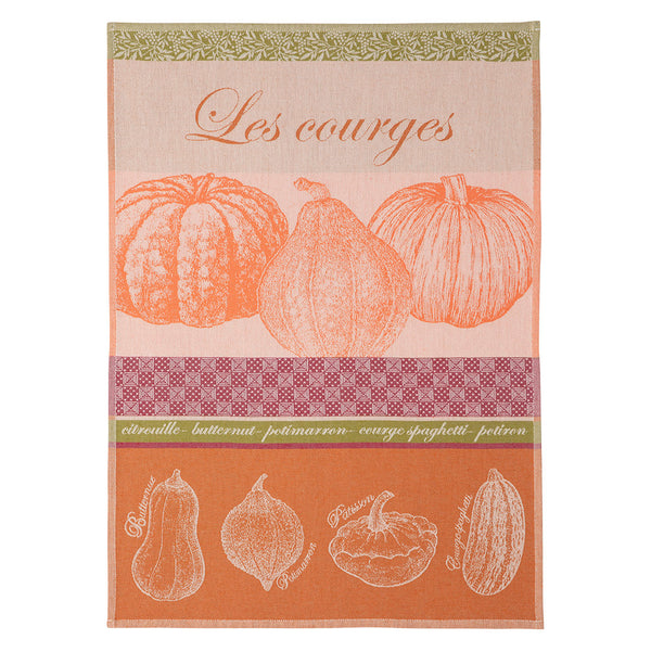 Kitchen Towel, Handprinted Winter Squash Towel, Decorative Gourd