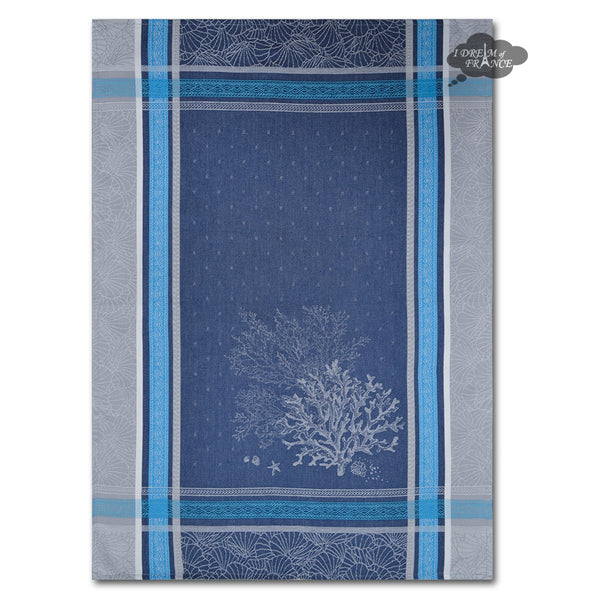 Callas Blue Cotton French Jacquard Dish Towel