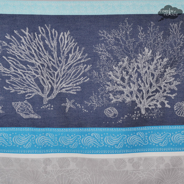 Nappe rectangulaire Jacquard Oceane bleu Tissus Toselli