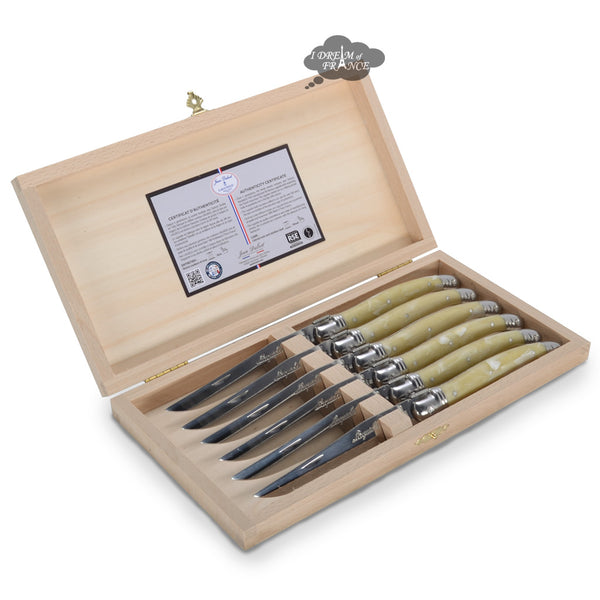 Laguiole Jean Dubost DeLuxe Table knives set of 6 - Olive Wood Handles - I  Dream of France