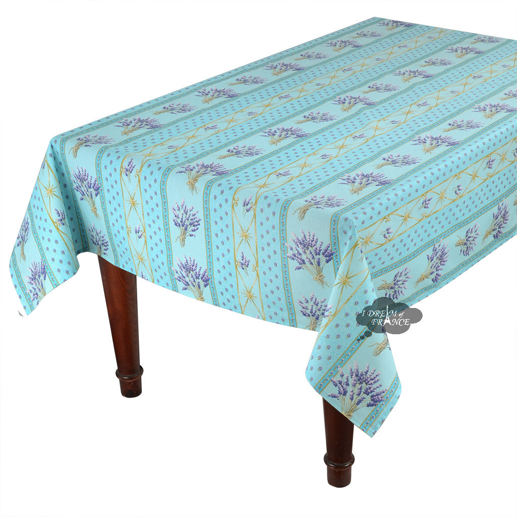 70 Round Tablecloth French Provencal Lavender Green Acrylic Coated - I ...