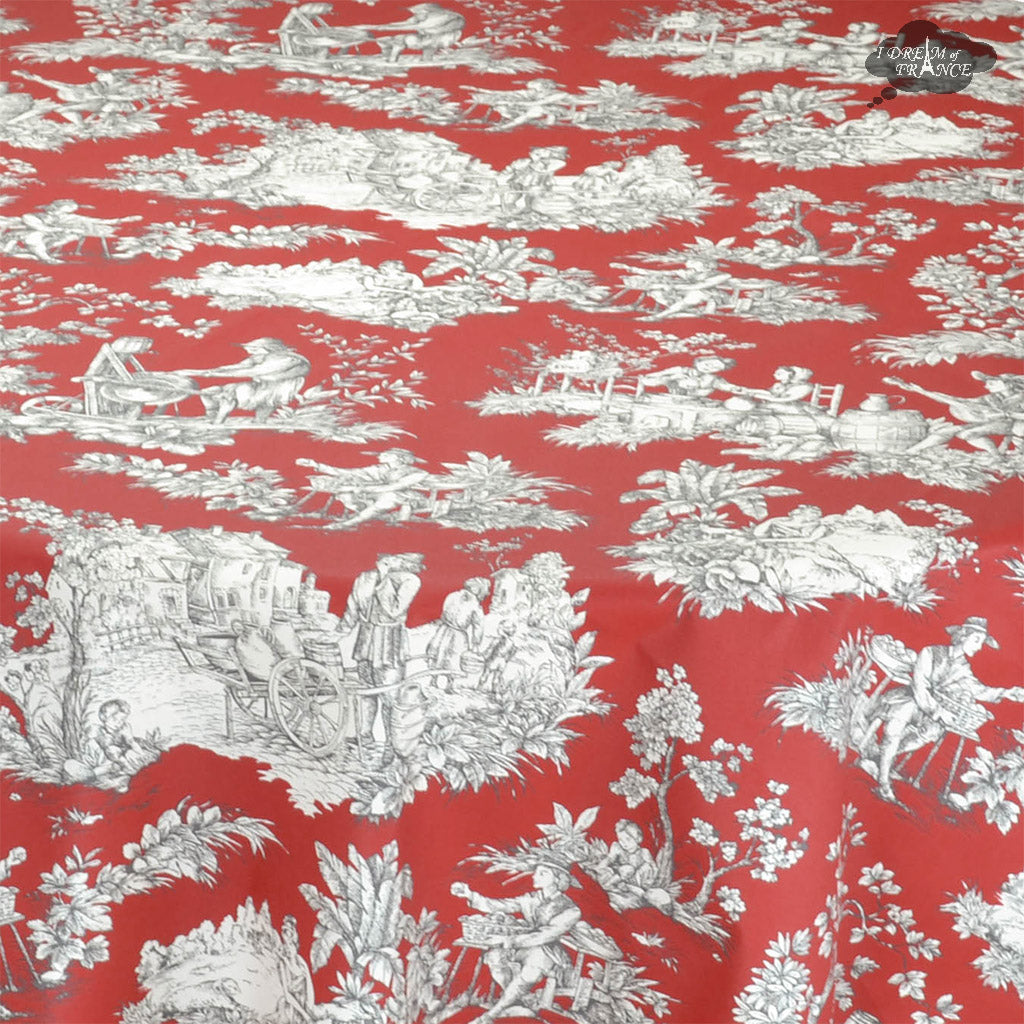 Bouvier Red Toile Fabric by the Yard