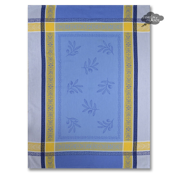 Versailles Gray & Blue Cotton Jacquard Dish Towel by Tissus