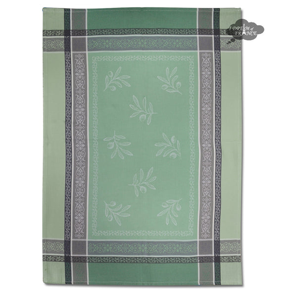 Olive Green Cotton French Jacquard Dish Towel - I Dream of France