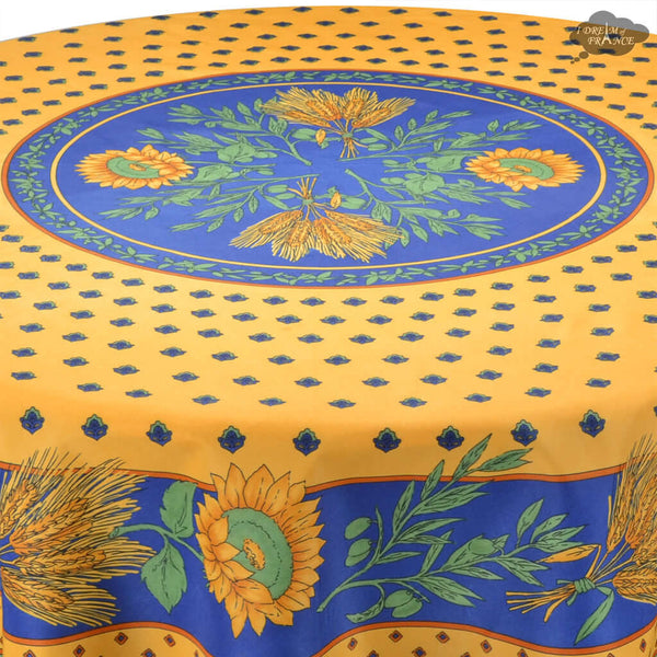 Tournesol Blue/Yellow French Provencal Polyester Tablecloth - 70